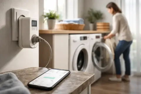 Zeitbasierte Steckdosensteuerung für Waschmaschine und Trockner im Haushalt