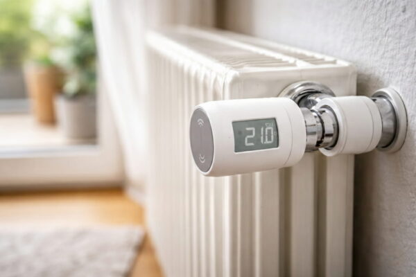 Smarte Heizkörperthermostate nach der Installation am Heizkörper in einer Mietwohnung