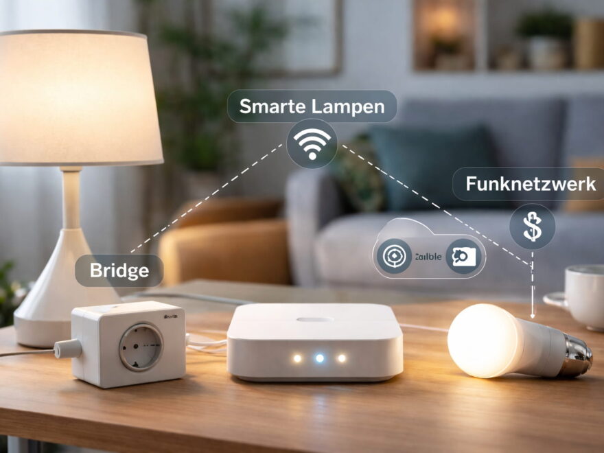 Smarte Lichtsysteme mit Bridge, LED-Lampe und Funkverbindung im Dauerbetrieb