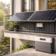 Balkonkraftwerk mit Speicher auf einem Balkon installiert zur Nutzung von Solarstrom im Haushalt