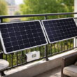 Balkonkraftwerk mit zwei Solarmodulen am Balkon montiert zur Stromerzeugung