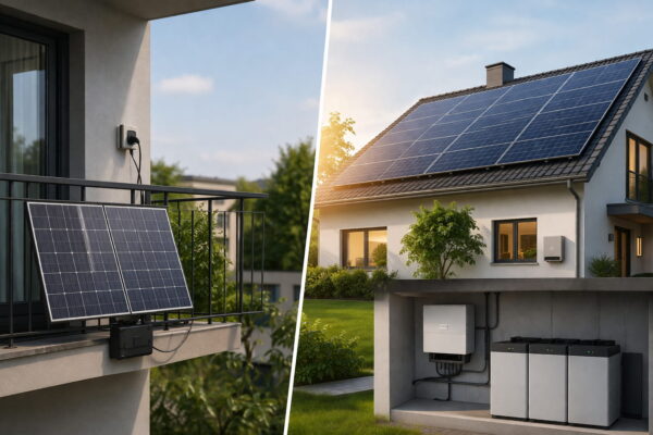 Vergleich von Balkonkraftwerk und Photovoltaikanlage bei Leistung und Stromertrag